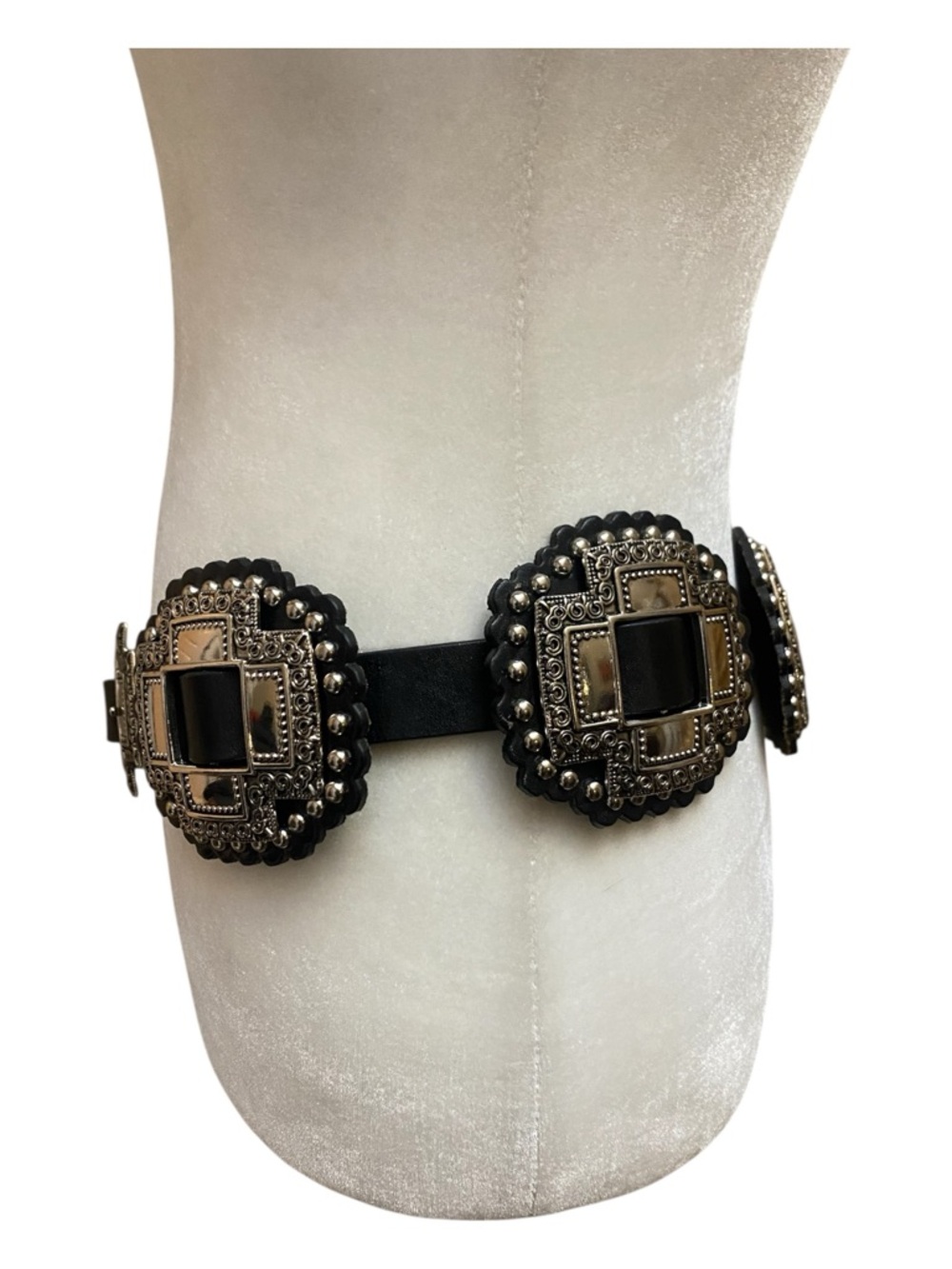 Roper Womens Black And Silver Large Cross Concho Western Belt - Picture 3 of 8